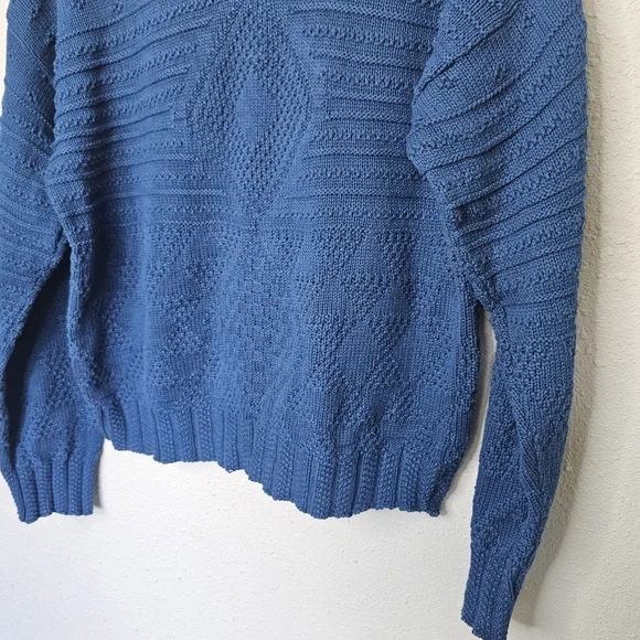 Vtg Bedford Fair Lifestyles Sweater Womens Petite L Blue Knit Pullover‎ Textured - Picture 9 of 10